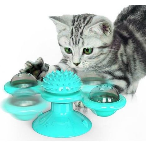 Moulin à vent jouet pour chat plateau tournant taquineries jouet pour animaux de compagnie gratter chatouiller chats brosse à (1/3)