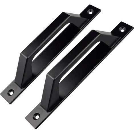Set di 2 maniglie a forma di D per cancello da giardino in legno, nere, 200 mm (1/4)