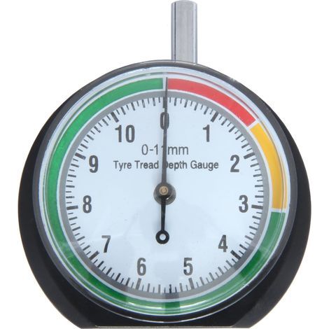 Jauge de Profondeur de Bande de Roulement de Pneu – Outil de Mesure Profondeur - 0-11mm/ 0-0.43pouces – Diametre du Cadran 44mm (1,7pouces) – Manomètre pour Voiture, Camion, Vélo, Moto (1/4)