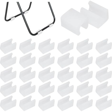 32pcs Patin Pied Chaise Tube Embout Tampon Capuchon Bouchon Protection Plancher Meuble Forme U en Plastique Chaise Casquettes, Tube Pince pour Chaise en Porte-à-Faux (Blanc,10mm) (1/5)