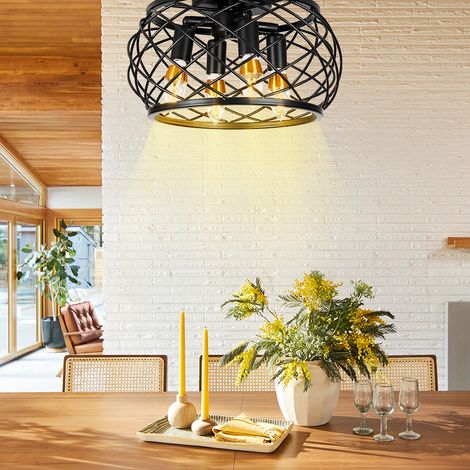 32cm Dia Industrial Style Black Metal Ceiling Light (1/5)
