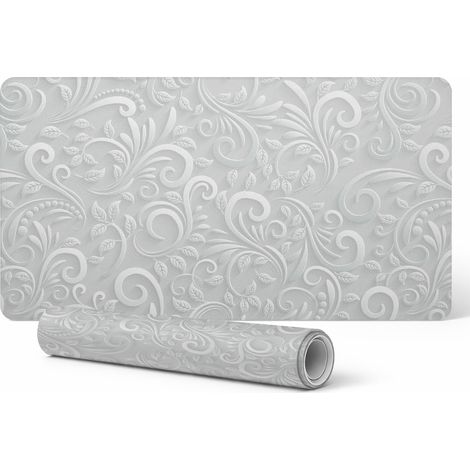 Alfombrilla de escritorio moderna de vinilo con elegante adorno de hojas, 90 x 45 cm.