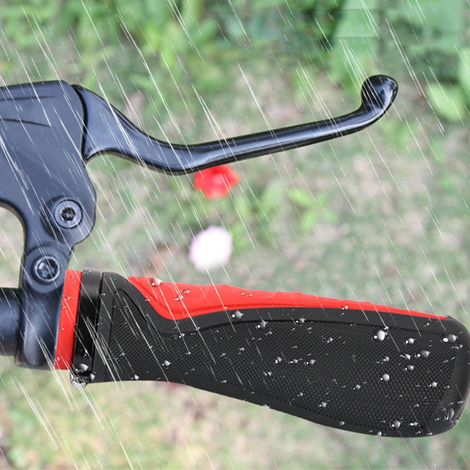 Poignées de vélo VTT antidérapantes à fixation rapide, couleur rouge et noir