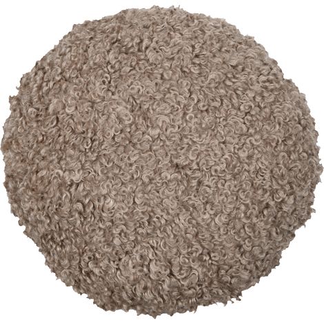 Coussin rond décoratif - Effet bouclette Taupe 40x40 cm