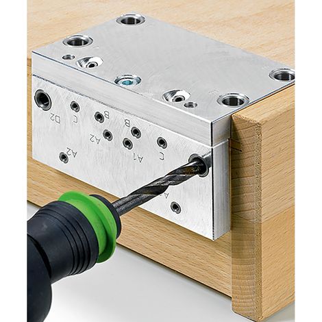 Bohrlehre BlueJig Quadro EB20 Befest.von Quadro an Holzschubkästen (1/2)