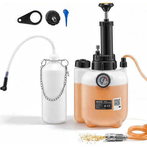 Kit de Purge de Frein Manuel 3 L, Purgeur Liquide de Frein à Pression, avec Bouteille de Récupération 1 L et Adaptateur pour Maître-cylindre 43,2 mm, pour Plupart des Véhicules, Moto, Voiture (1/5)