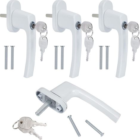 4 pezzi Maniglia per finestra bloccabile in alluminio con serratura con 8 viti e 8 chiavi Maniglia per finestra di sicurezza per bambini per finestre standard e porte-finestre (1/5)