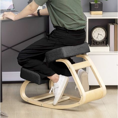 MEUBLIV Silla ergonómica de rodillas de madera negra 69x51x58 cm, carga 120 kg (1/5)