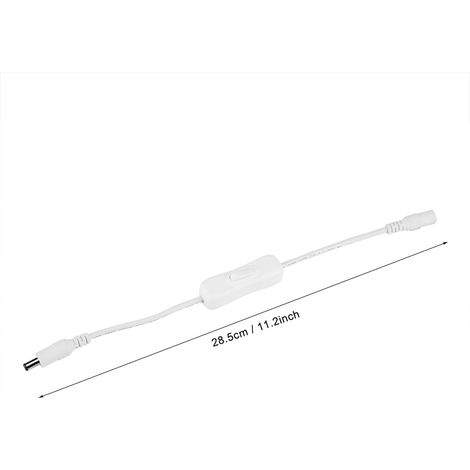 Lot de 5 connecteurs d'alimentation CC de 28,5 cm avec interrupteur marche/arrêt pour rubans LED blancs (1/5)