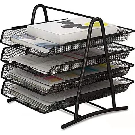 Metal Storage Compartments Office Desk Organizer File Drawers A4 File Tray Organizer Mesh Drawer Organization System for Office (1/5)