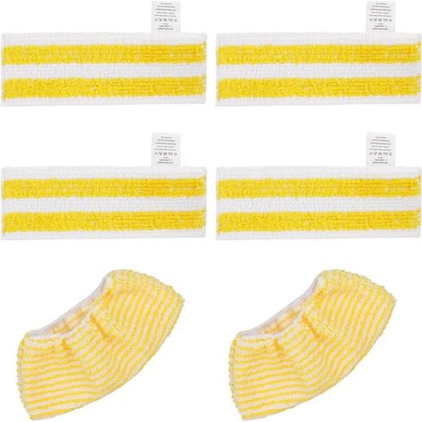 Pack de 6 chiffons microfibres de rechange pour nettoyeurs vapeur Karcher Easyfix SC 1, SC 2, SC 3, SC 4, SC 5, 4 lingettes et 2 bouchons (1/5)