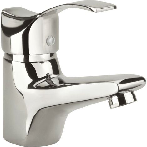 Robinet salle de bain mitigeur de lavabo bas chromé avec système vidage