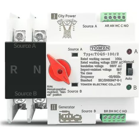 Onduleur monophasé Otwoo Tomzn ATS 220 V sur rail DIN 2P 63 A (1/5)