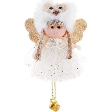 Pendentif ange de Noël, décoration pour sapin de Noël, pendentif poupée ange mignonne, ornement en plumes à suspendre pour la décoration intérieure (1/5)
