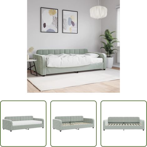 vidaXL Sofa mit Matratze - Tagesbett mit Matratze Hellgrau 90x200 cm Samt (1/5)