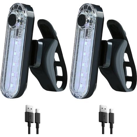 Lot de 2 feux arrière LED rechargeables par USB pour vélo de nuit, réflecteur essentiel pour siège arrière, lampe de sécurité, étanche, lumineux, clignotant, lumière VTT pour homme, femme (1/5)