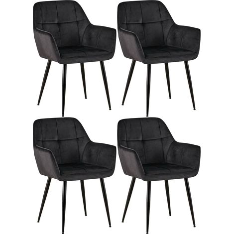 Set 4 sedie da pranzo Emia in velluto nero Velluto