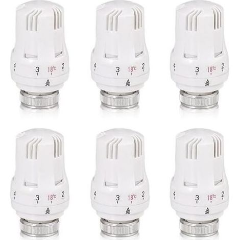 Thermostat-Heizkörperkopf, 6-teilig, Thermostat-Heizkörperventil, M30 x 1,5 Thermostatkopf, Heizkörperkopf für Büro und Zuhause (A) – verschiedene Mengen (1/4)