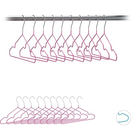Relaxdays Set da 20 Grucce per Bambini e Neonati, Salvaspazio, Stampelle, 30 cm, Ferro Rivestito in PVC, Fucsia (1/5)