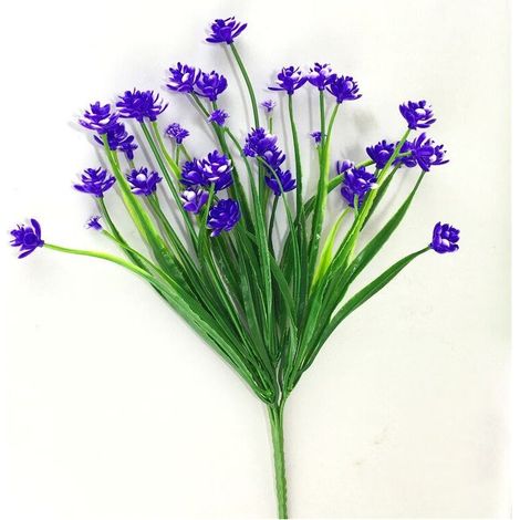 6 bâtons 7 fourchettes de printemps herbe camélia rose plastique lotus gypsophile simulation plantes aquatiques fleurs artificielles (violet) (1/5)