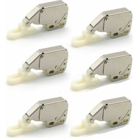 Ressort Mini Loquets,6PCS Mini-Latch Automatique Printemps Catch,Loqueteaux à Ressort,Serrure de Ressort Loquet Mini Latch Armoire Mini Latch pour Porte d'armoire de Cuisine,argent,Fone (1/5)