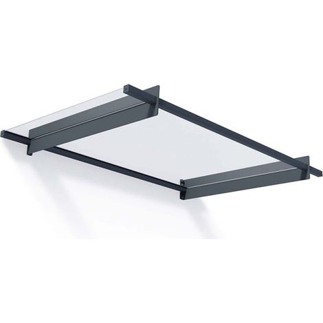 Patio Cover Nancy Door Awning Canopy Nancy 1500 Clear - Acrylic - L150.5 x W94 x H14 cm - Grey