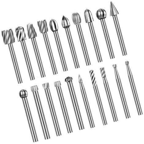 Kit de 20 fraises rotatives en acier rapide pour le chanfreinage et la gravure (1/5)