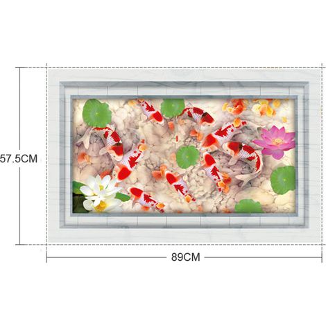 3D-Stereo-Lotus-Fischteich-Wand- und Bodenaufkleber für Heim- und Geschäftsdekoration MJ8031A (1/5)