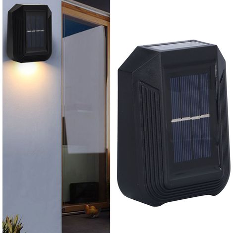 Applique murale solaire à 6 LED, idéale pour la décoration extérieure de jardin et de cour. Éclairage par le haut et par le bas, lumière chaude. (1/5)