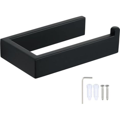 Wall-Mounted Toilet Paper Holder, Stainless Steel Toilet Roll Holder for Bathroom or Kitchen, 15cm, Matte Black, EGKN2211-B (1/4)