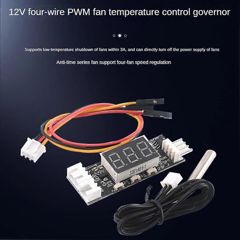 Contrôleur de température de ventilateur 12V PWM à 4 fils et module de réduction du bruit pour châssis, prenant en charge le contrôle de la vitesse du ventilateur. (1/5)