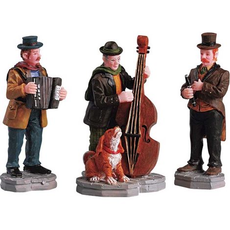Musicisti Trio da strada, personaggi per villaggio di Natale in poliresina