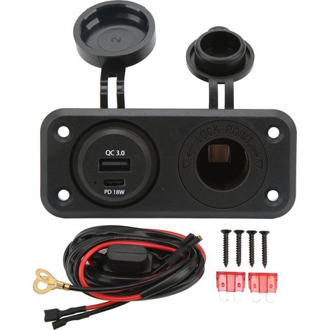 3 en 1 Prise Allume-Cigare QC3.0 PD18W 240W Adaptateur Multiprise Chargeur Voiture pour Moto Camping-car Bateau (1/5)