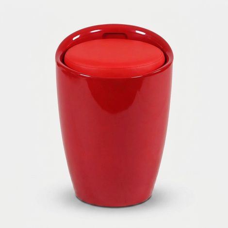 Taburete puf de ABS con cojín de polipiel Cliff - Rojo