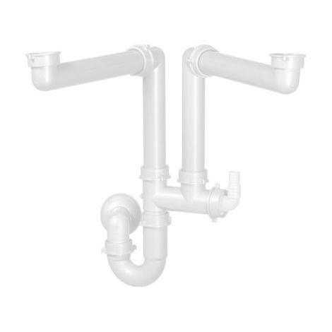 Siphon pp evier double bac raccord lave vaiselle - CRISTINA ONDYNA OM9912