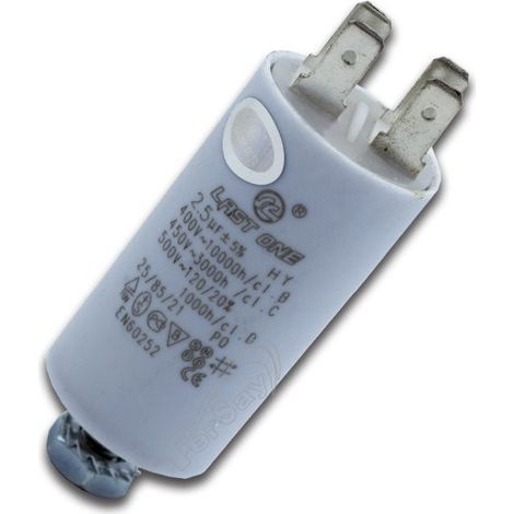 Condensateur pour moteur 2,5uF 450Vac Faston 28x57mm M8 12AG000