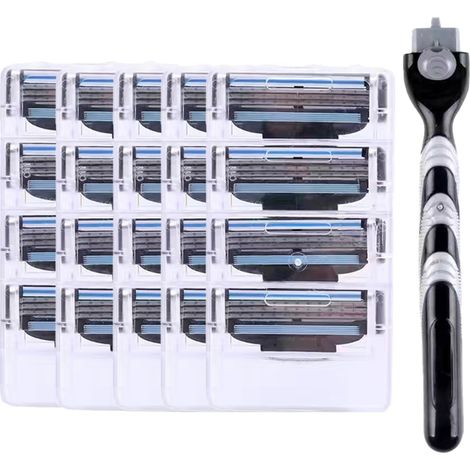 Lame De Rasoir - 3 Couches Nano - Compatible Mach 3 - Pour Rasage Homme - 20 Pièces (1/5)