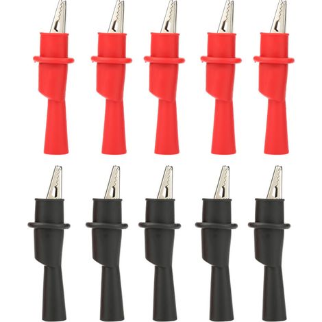 P2008 Lot de 10 pinces crocodiles métalliques isolées, accessoires de test électrique pour multimètre (1/5)