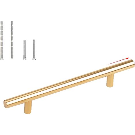 Tiradores y pomos para muebles, acero inoxidable, uso versátil, 20 unidades, color dorado, 128 mm (1/2)