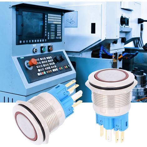 2 Stück DC 3–6 V 22 mm Ring-Selbstverriegelungs-6-Pin-Drucktaster-Ersatzzubehör Rot (1/5)