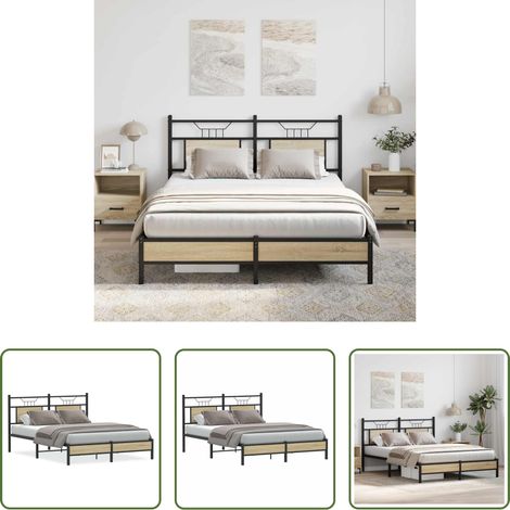 Sommier - Cadre de lit sans matelas chêne sonoma 150x200 cm (1/5)
