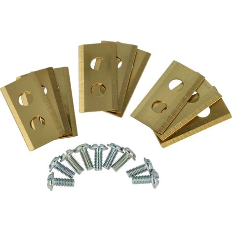 vhbw 9x Ersatz-Messer kompatibel mit Einhell Freelexo Kit, Kit 500, Kit 600 Rasenmäher - Ersatzklinge Gold, Stahl (Titanbeschichtung)