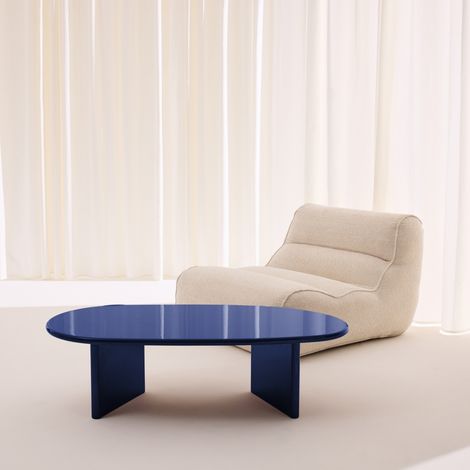 Table basse ovale finition glossy bleu - Rumi