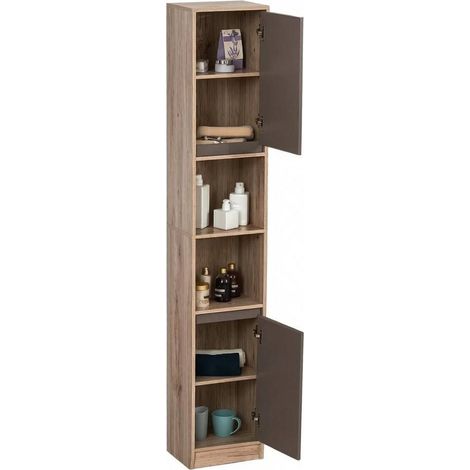 CHICFURN Columna de baño 30x24x170 cm de MDF y aglomerado gris, ahorro de espacio (1/5)