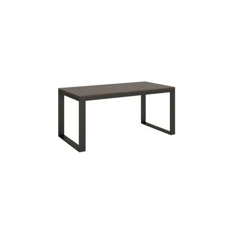 Table extensible 180 à 440cm bois foncé et métal anthracite Likro-Support 4 pieds (1/5)