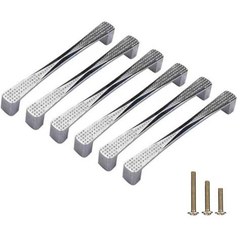Poignées et boutons de tiroir – Poignées de portes de meubles et d'armoires – Poignées de salle de bain  Lot de 6 : Poignées de commode modernes de style européen, finition diamantée (chrome poli, ent (1/5)
