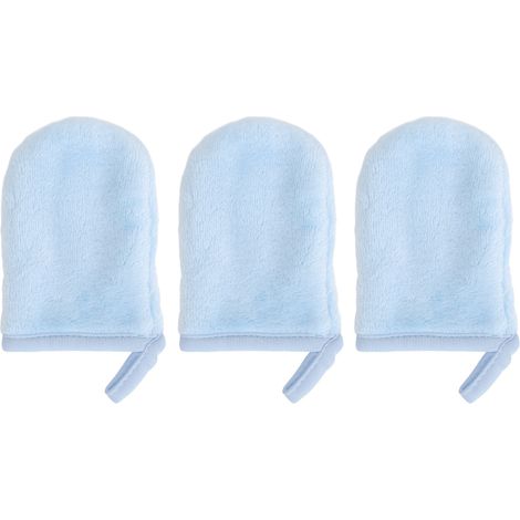 Lot démaquillant visage corps 3 pièces gants microfibre flanelle doux réutilisables lavables confortables (1/5)