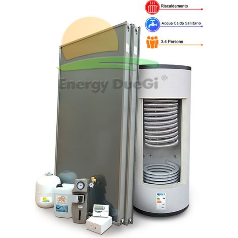 Kit impianto solare termico per stoccaggio di Acqua da Riscaldamento e produzione Acqua Calda Sanitaria, 3-4 persone, termoaccumulo combinato 300 litri, EFMAX (1/5)