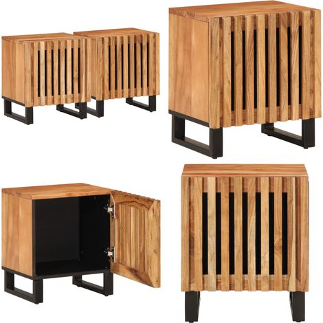 Nachttische 2 Stk. 40x34x46 cm Massivholz Akazie - Holz Nachttisch - Nachttische Set - Akasienholzmöbel - Wohnzimmer Möbel - Schlafzimmerschreibtisch - Home & Living (1/5)