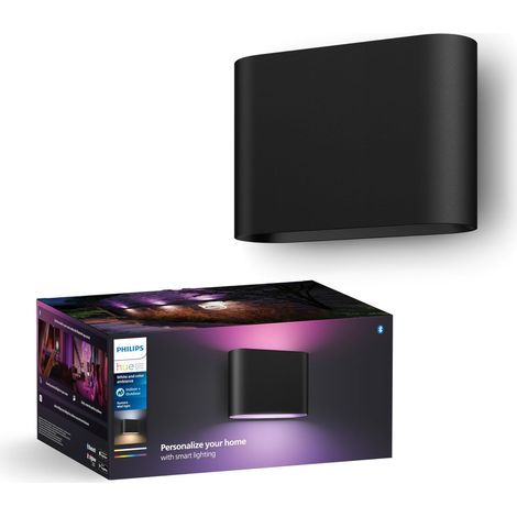 Philips Hue White and Color Ambiance Dymera Lampada Smart da Parete per Interni ed Esterni, Controllo Vocale, Nero (1/5)